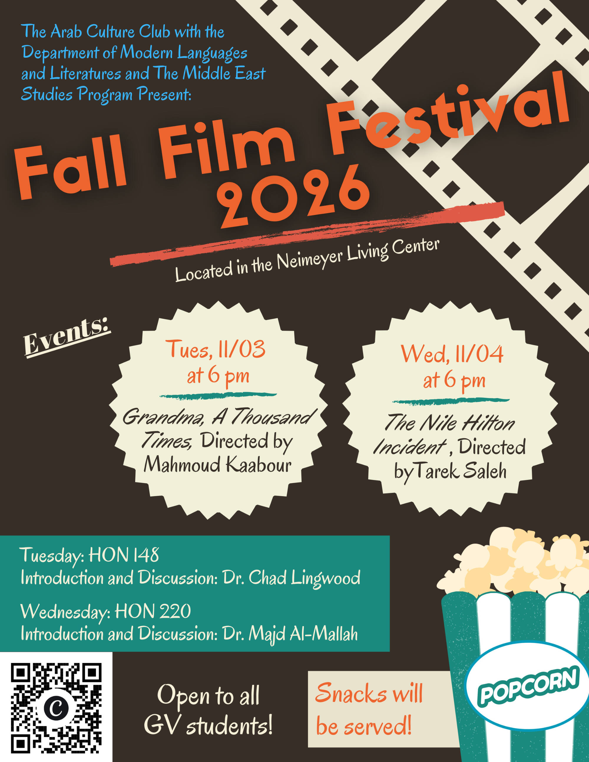 Flyer for Fall Film Festival 2026